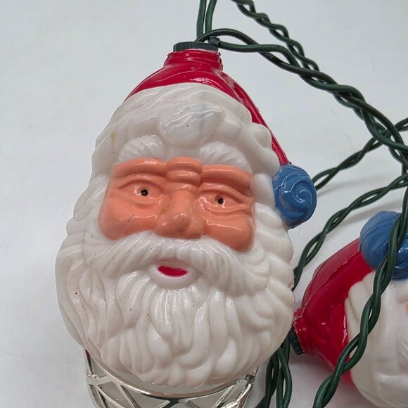 Vintage Santa Claus String Lights 8 Heads Christmas Decoration Blow Mold - Picture 6 of 6